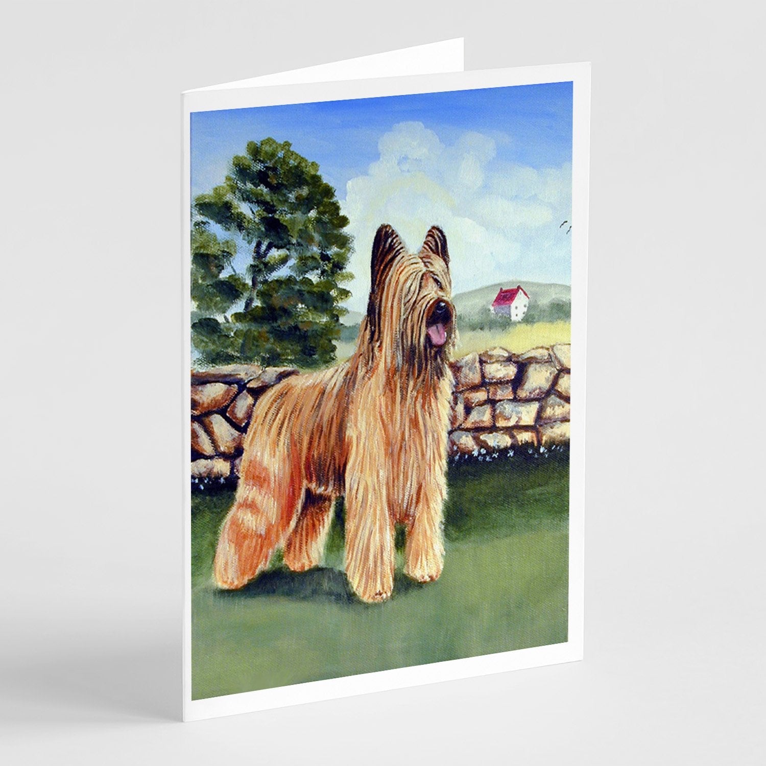 Briard Greeting Cards Pack of 8 Blank Cards with Envelopes Whimsical A7 Size 5x7