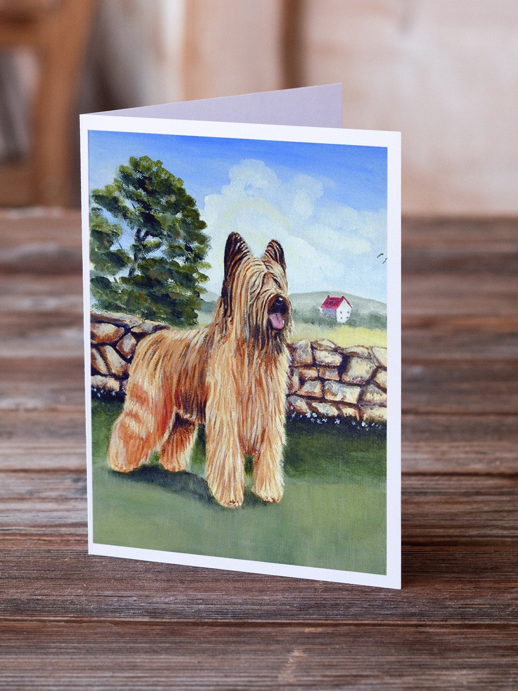 Briard Greeting Cards Pack of 8 Blank Cards with Envelopes Whimsical A7 Size 5x7