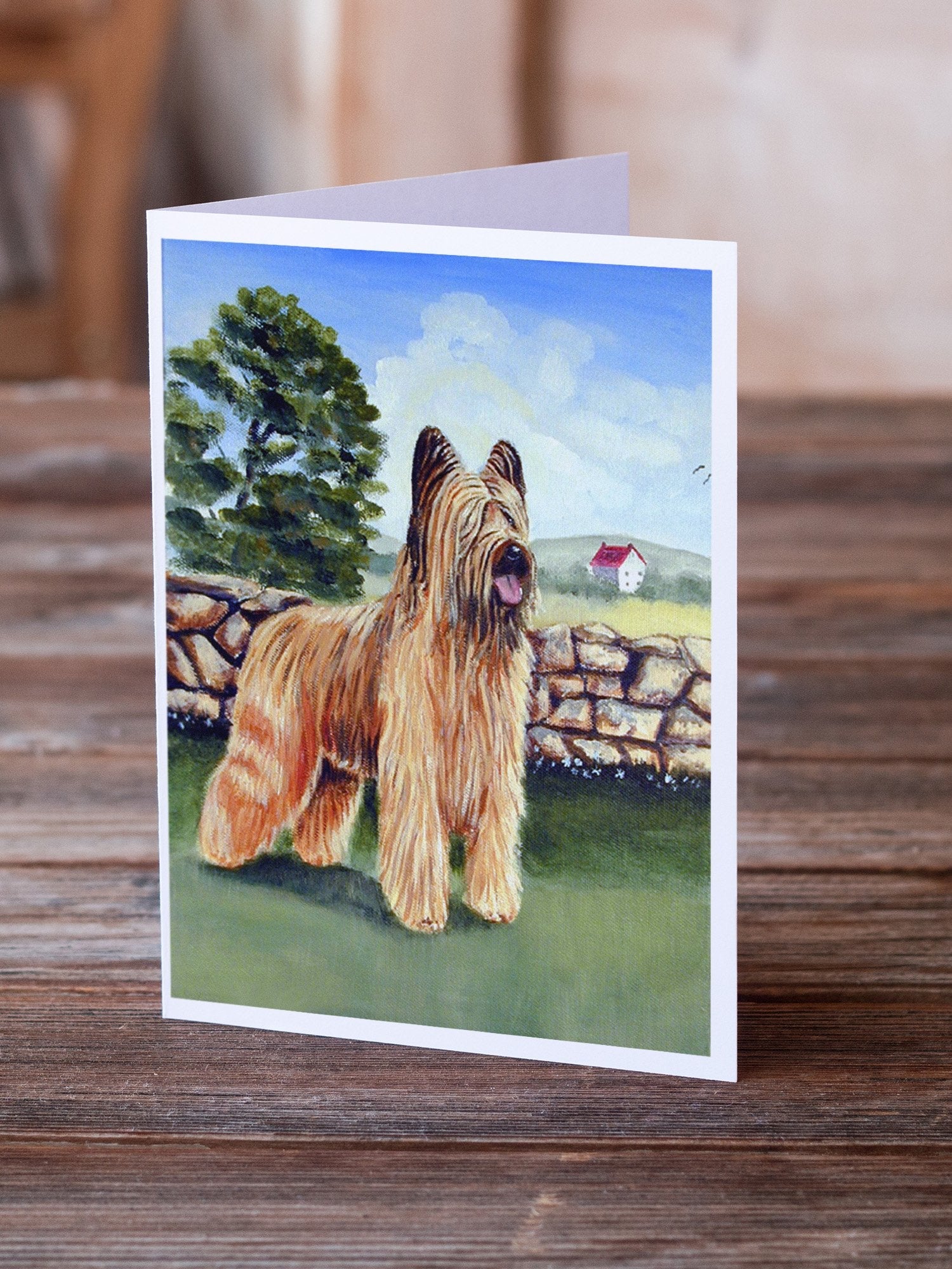 Briard Greeting Cards Pack of 8 Blank Cards with Envelopes Whimsical A7 Size 5x7