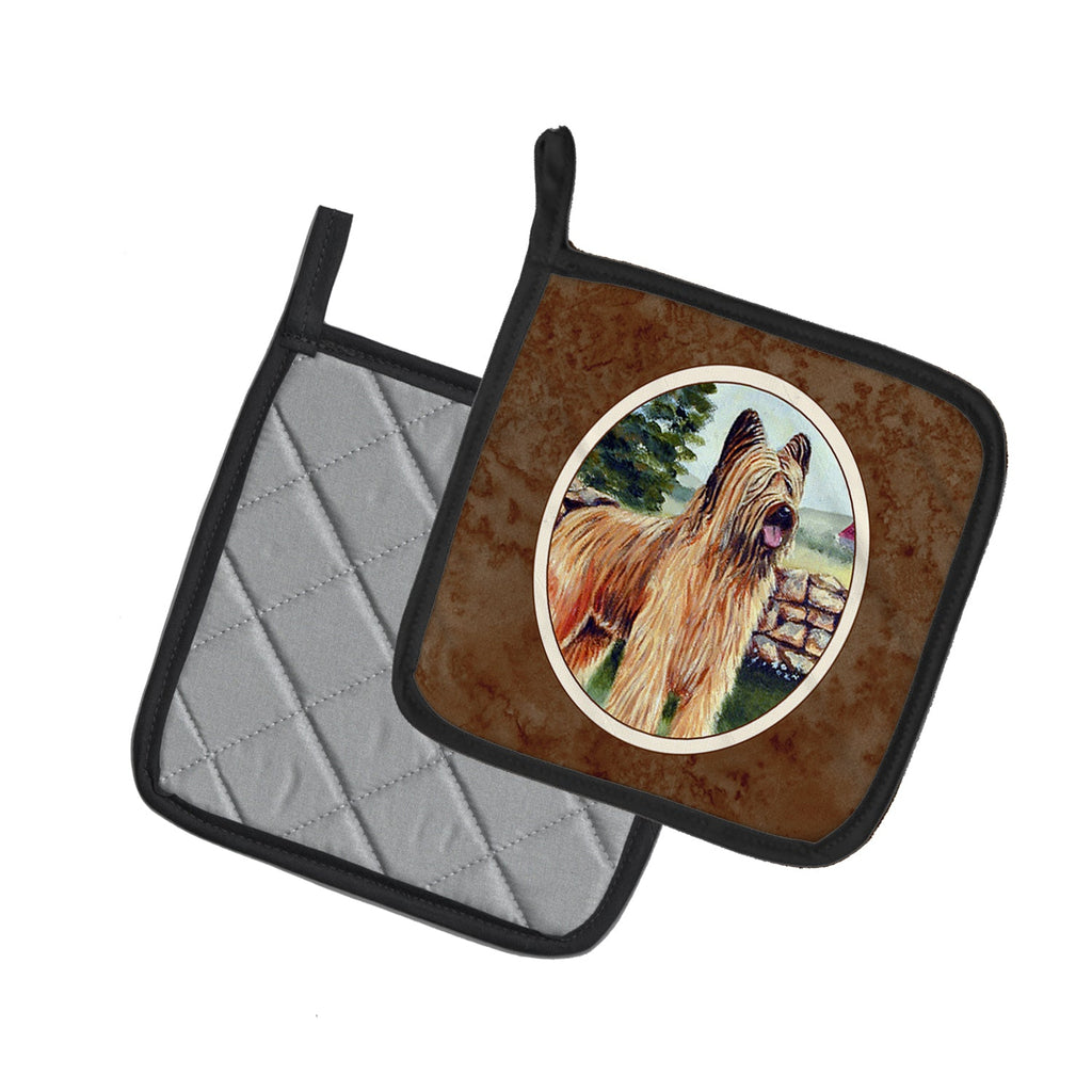 Briard Pot Holder Set of 2 Heat Resistant Quilted Hot Pads 7.5 x 7.5 Inch, Insulated Kitchen Trivets for Cooking & Baking