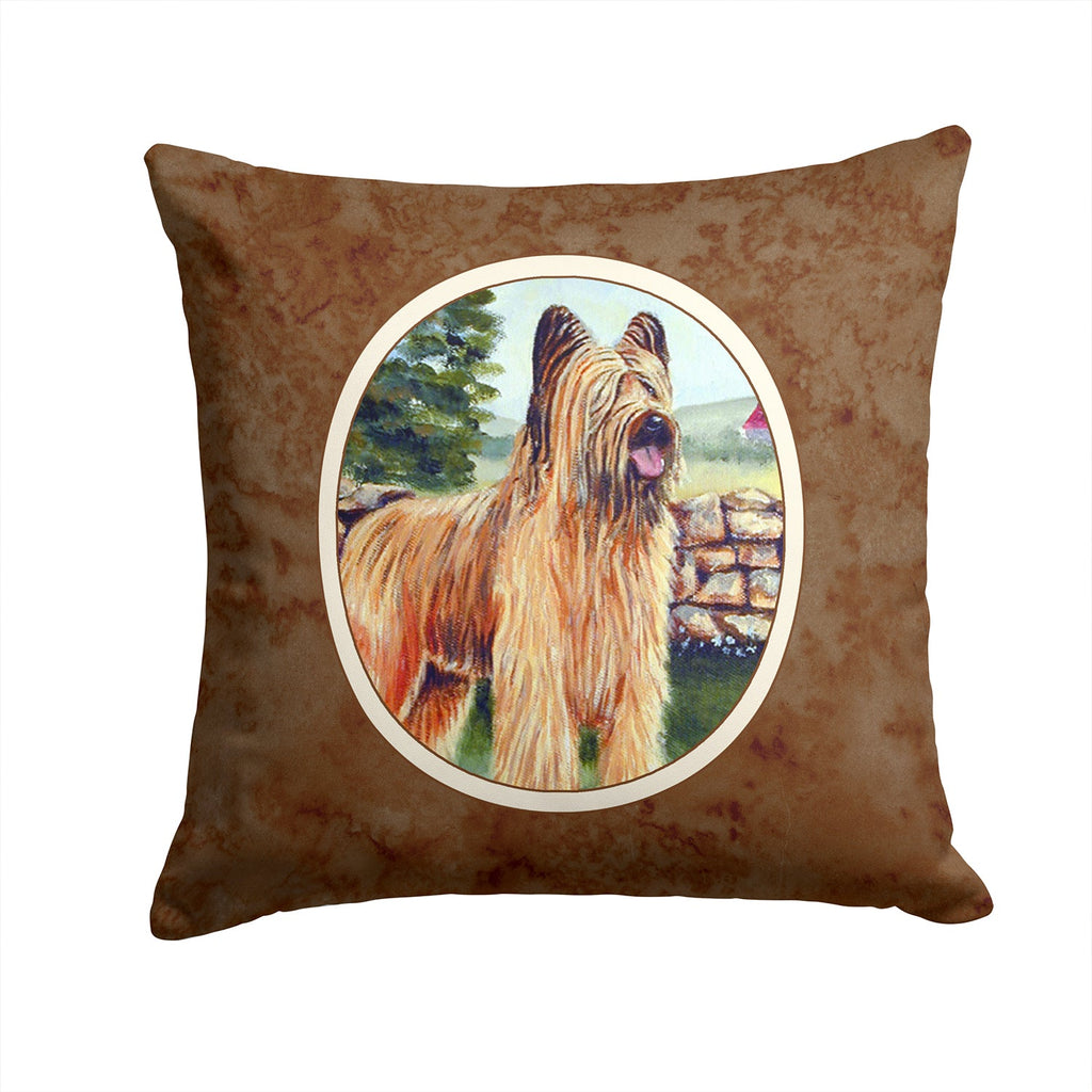 Briard Decorative Throw Pillow 14x14 Indoor Outdoor Accent Cushion, Fabric Cover with Insert for Sofa, Bed, Porch & Living Room