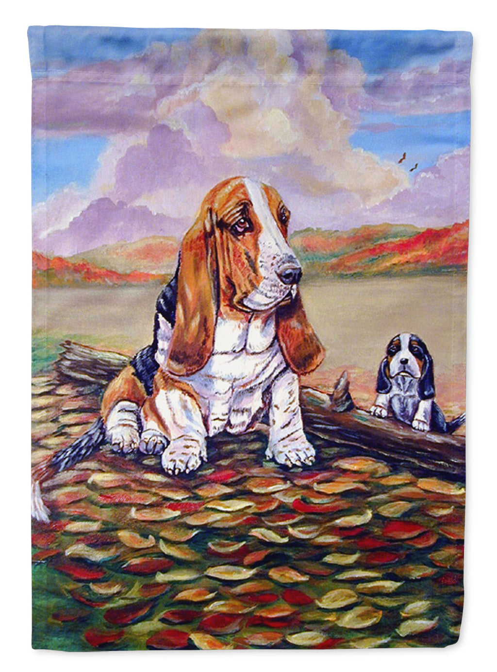 Basset Hound House Flag 28x40 Porch Sleeve Pole Decorative Outside Yard Banner Artwork Wall Hanging, Polyester