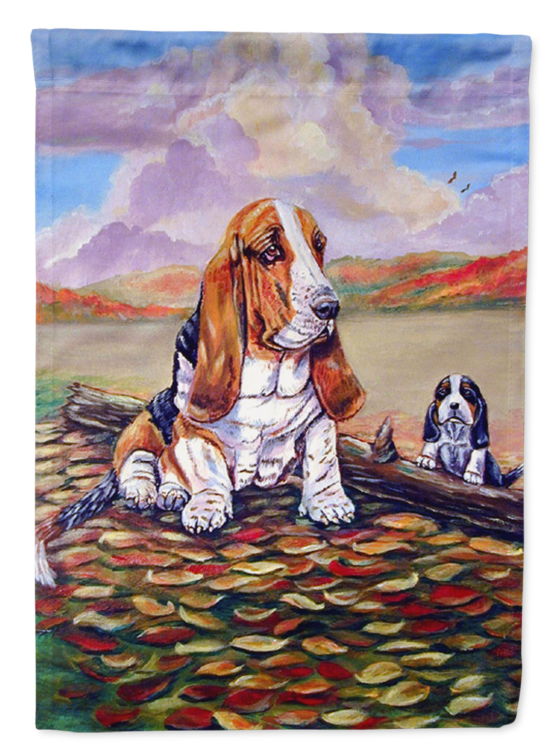Basset Hound House Flag 28x40 Porch Sleeve Pole Decorative Outside Yard Banner Artwork Wall Hanging, Polyester