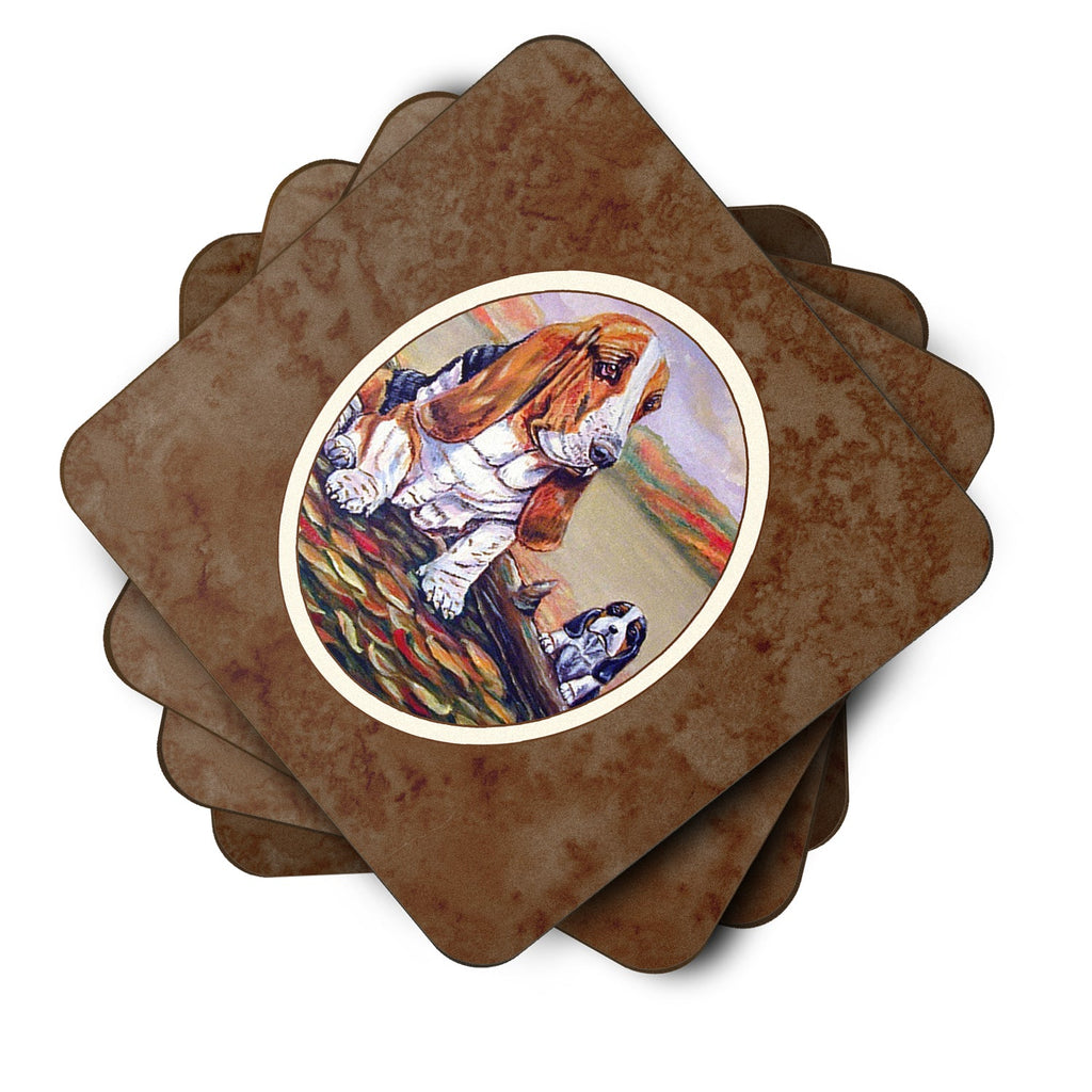 Basset Hound Foam Coasters Set of 4 Cup Coasters for Indoor Outdoor, Tabletop Protection, Anti Slip, Mouse pad Material