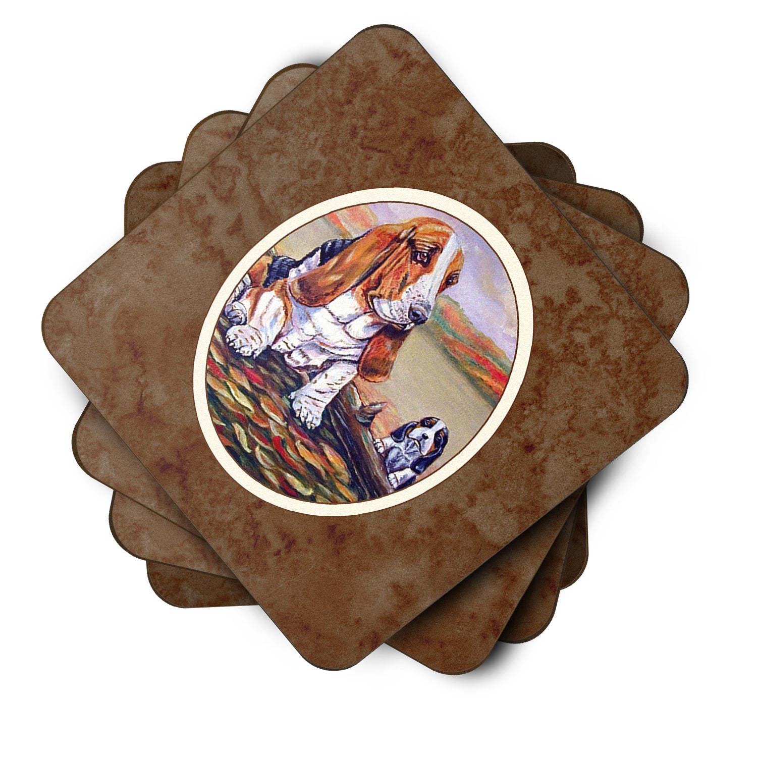 Basset Hound Foam Coasters Set of 4 Cup Coasters for Indoor Outdoor, Tabletop Protection, Anti Slip, Mouse pad Material