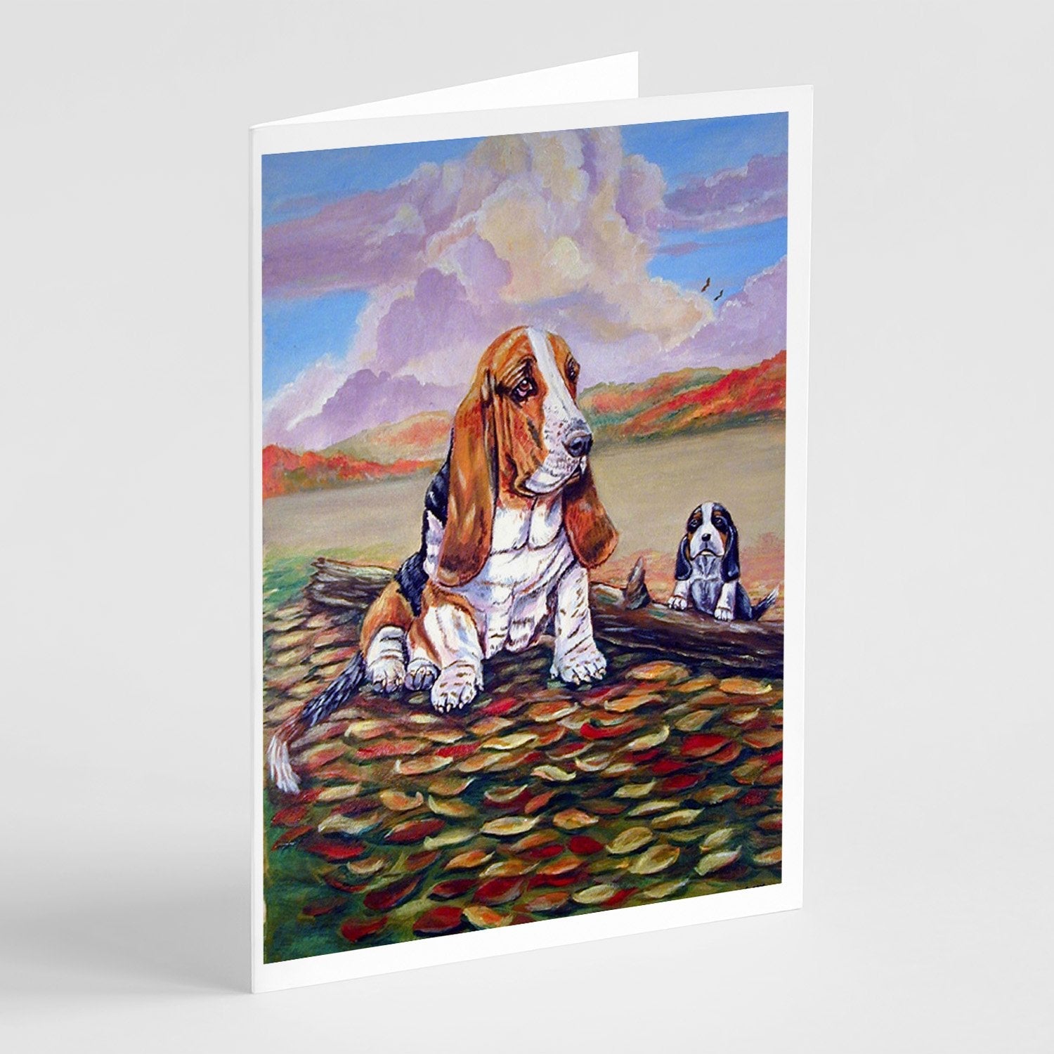Basset Hound Greeting Cards Pack of 8 Blank Cards with Envelopes Whimsical A7 Size 5x7