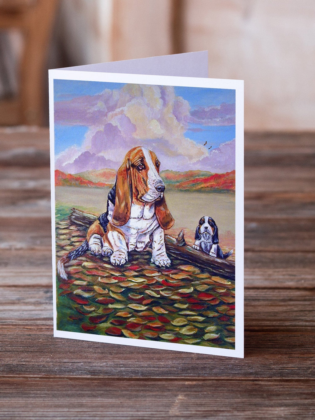 Basset Hound Greeting Cards Pack of 8 Blank Cards with Envelopes Whimsical A7 Size 5x7