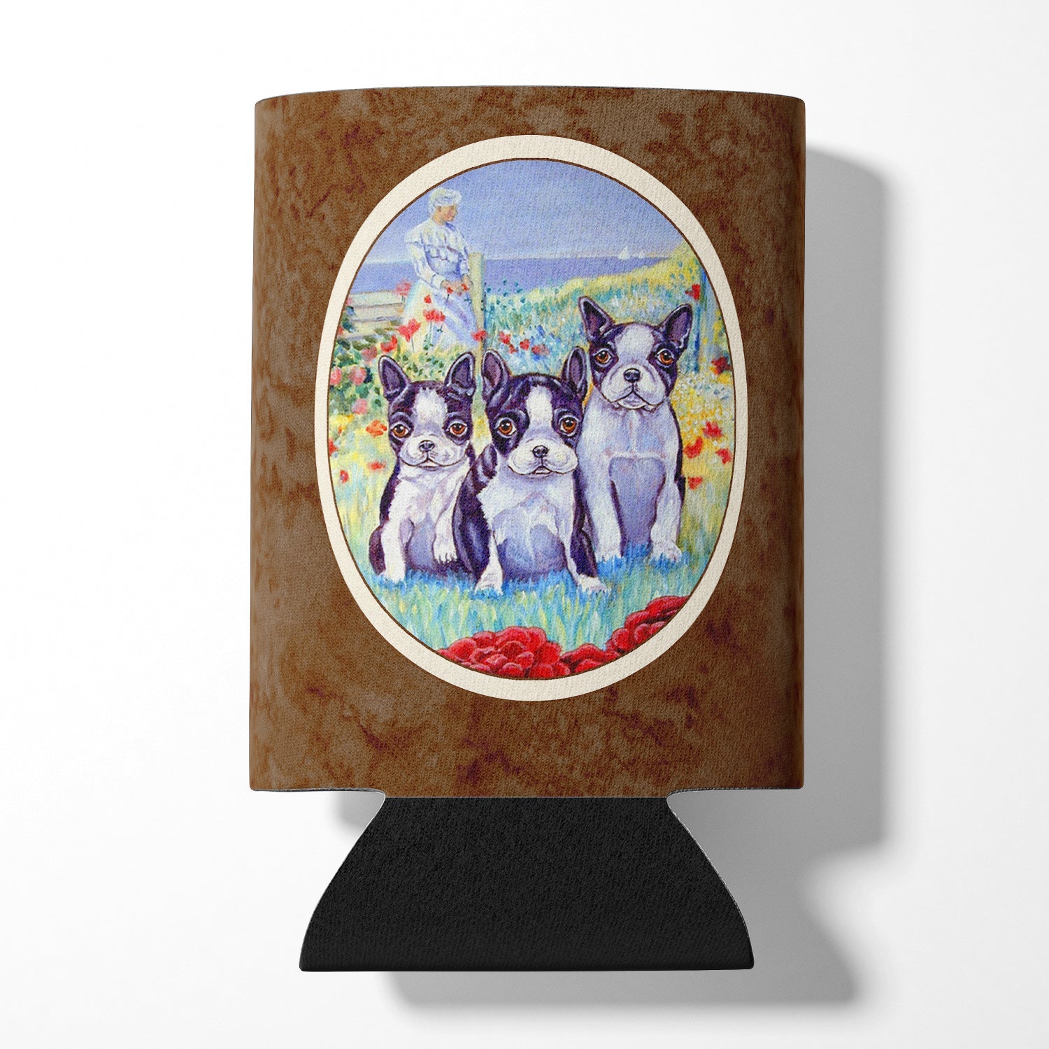Boston Terrier Trio Can or Bottle Hugger Cooler Sleeve for Standard 12 oz Cans, Insulated Foam Beer & Soda Can Hugger Reusable