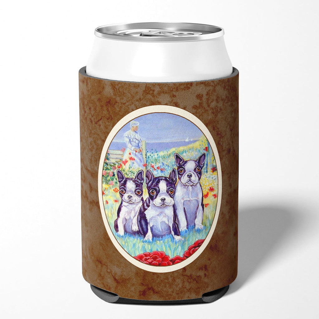 Boston Terrier Trio Can or Bottle Hugger Cooler Sleeve for Standard 12 oz Cans, Insulated Foam Beer & Soda Can Hugger Reusable