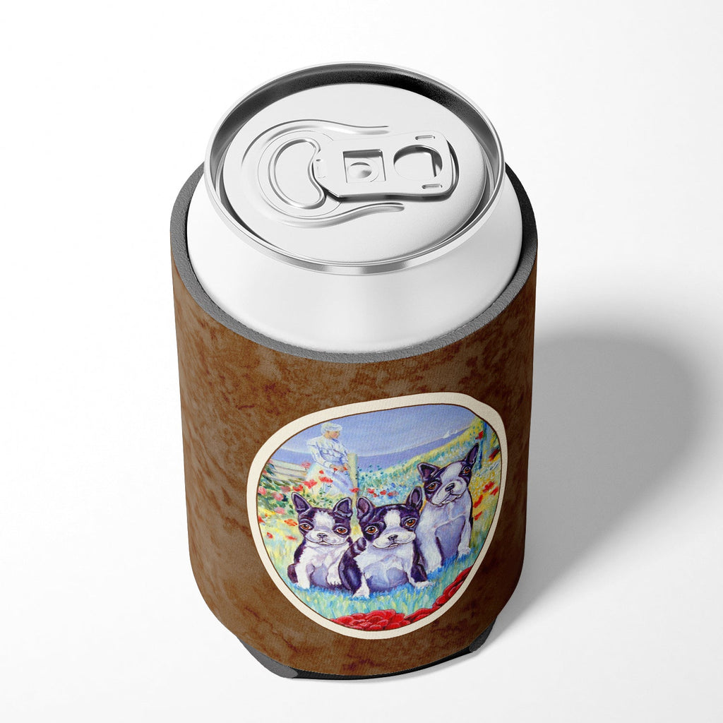 Boston Terrier Trio Can or Bottle Hugger Cooler Sleeve for Standard 12 oz Cans, Insulated Foam Beer & Soda Can Hugger Reusable