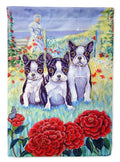 Boston Terrier Trio House Flag 28x40 Porch Sleeve Pole Decorative Outside Yard Banner Artwork Wall Hanging, Polyester