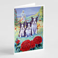 Boston Terrier Trio Greeting Cards Pack of 8 Blank Cards with Envelopes Whimsical A7 Size 5x7