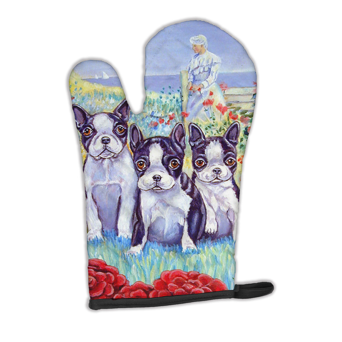 Boston Terrier Trio Oven Mitt Heat Resistant Thick Oven Mitt for Hot Pans and Oven, Kitchen Mitt Protect Hands, Cooking Baking Glove