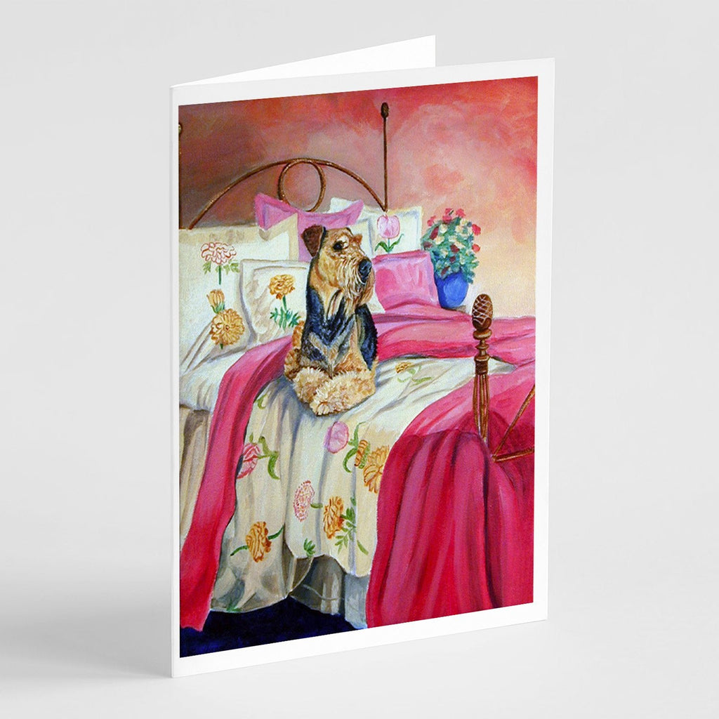Airedale Waiting on Mom Greeting Cards Pack of 8 Blank Cards with Envelopes Whimsical A7 Size 5x7