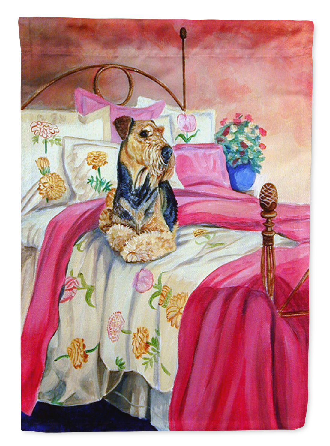Airedale Waiting on Mom Garden Flag Mailbox Decorative Yard Banner Outside Patio Artwork for Flower Beds, Garden Size, Multicolor