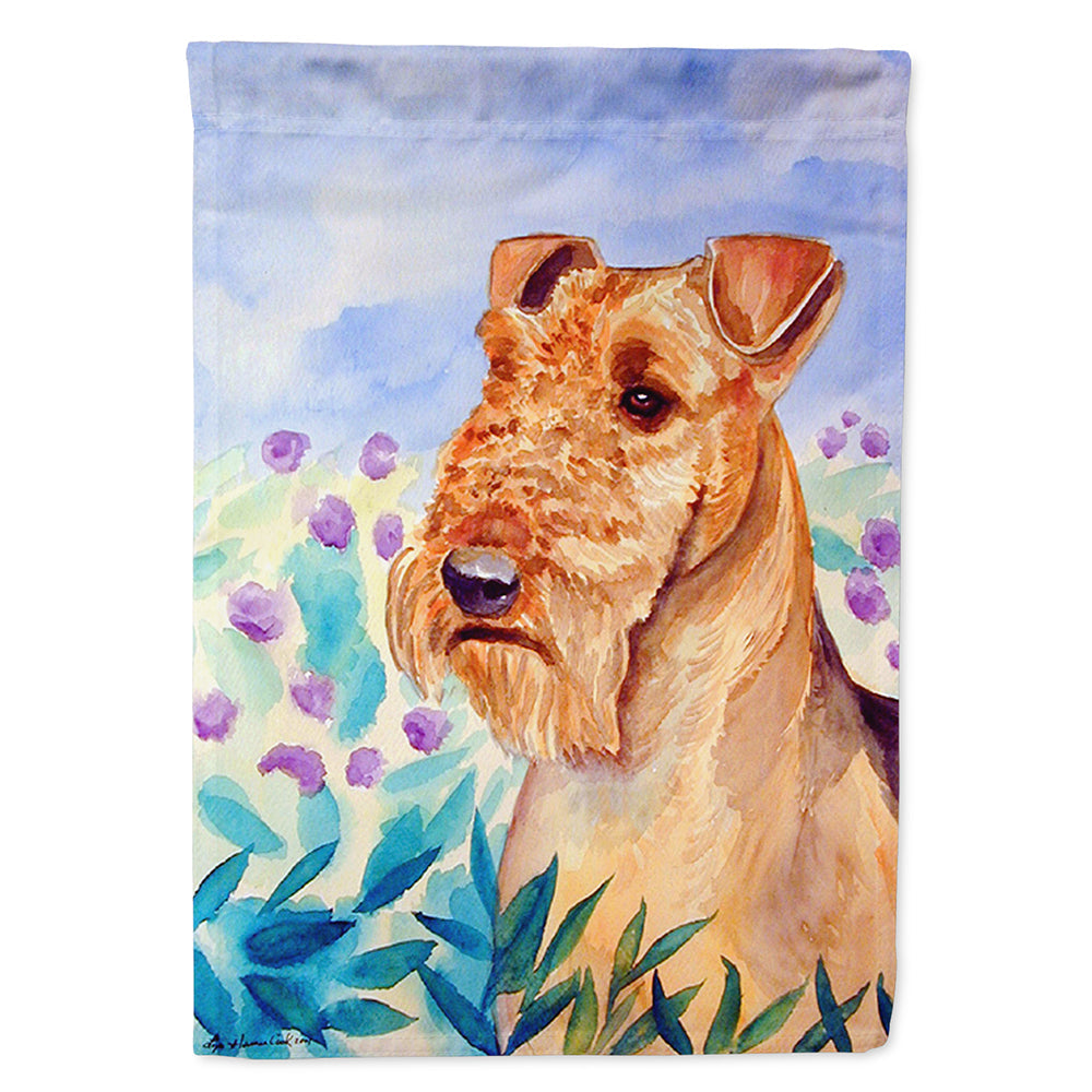 Airedale Terrier in Flowers House Flag 28x40 Porch Sleeve Pole Decorative Outside Yard Banner Artwork Wall Hanging, Polyester