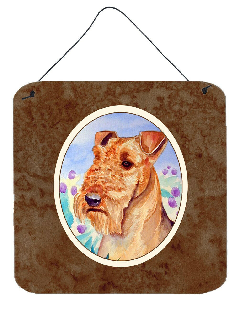 Airedale Terrier in Flowers Wall or Door Hanging Prints Aluminum Metal Sign Kitchen Wall Bar Bathroom Plaque Home Decor, 6x6, Multicolor