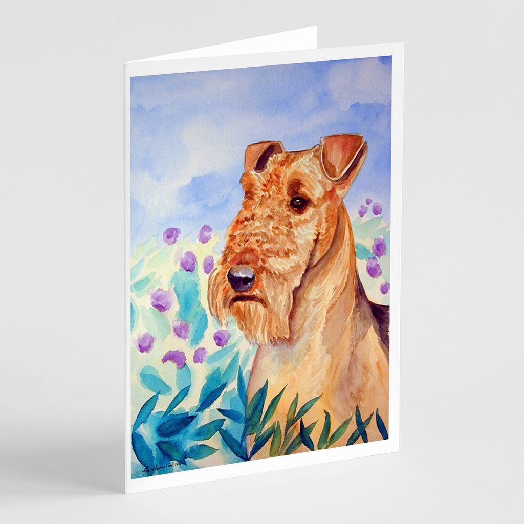 Airedale Terrier in Flowers Greeting Cards Pack of 8 Blank Cards with Envelopes Whimsical A7 Size 5x7