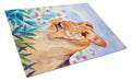 Airedale Terrier in Flowers Cutting Board Tempered Glass Kitchen Cutting Surface, Heat Resistant Chopping, Non-Slip Feet, Food Prep & Serving