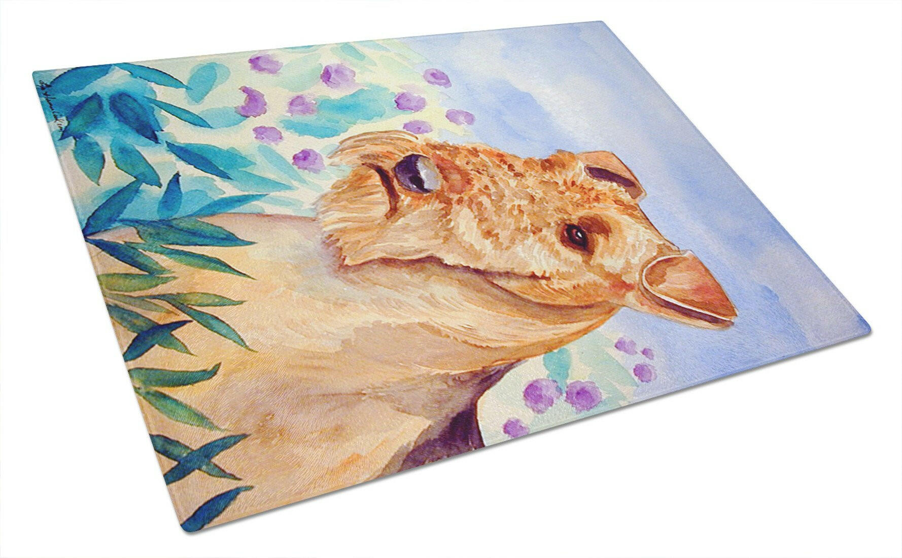 Airedale Terrier in Flowers Cutting Board Tempered Glass Kitchen Cutting Surface, Heat Resistant Chopping, Non-Slip Feet, Food Prep & Serving