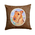 Airedale Terrier in Flowers Decorative Throw Pillow 14x14 Indoor Outdoor Accent Cushion, Fabric Cover with Insert for Sofa, Bed, Porch & Living Room