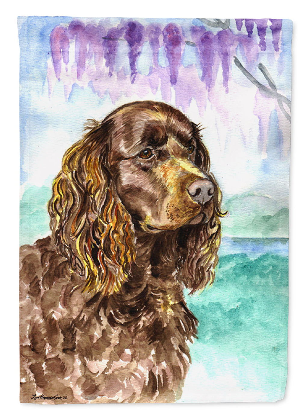 American Water Spaniel House Flag 28x40 Porch Sleeve Pole Decorative Outside Yard Banner Artwork Wall Hanging, Polyester