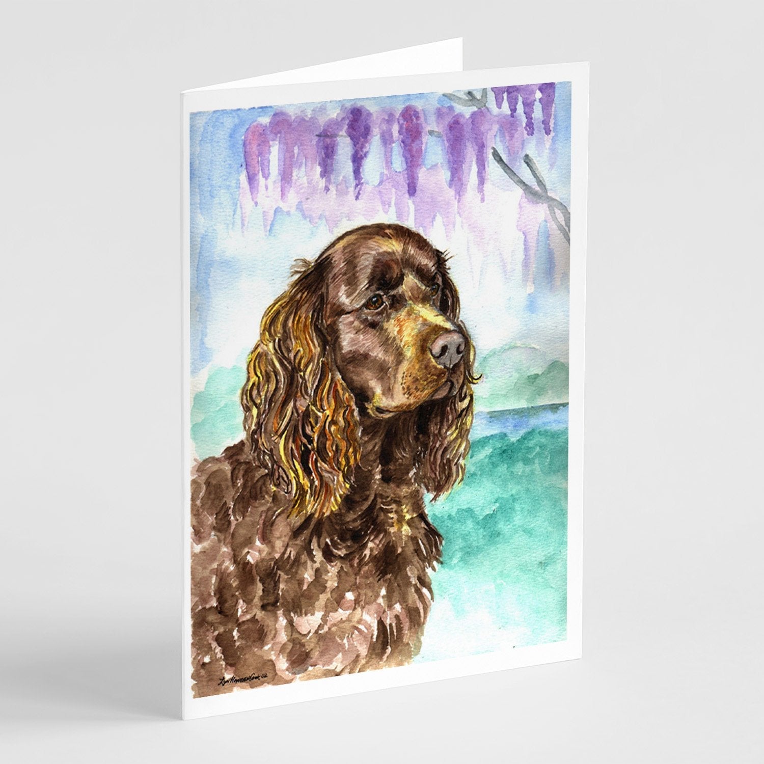 American Water Spaniel Greeting Cards Pack of 8 Blank Cards with Envelopes Whimsical A7 Size 5x7