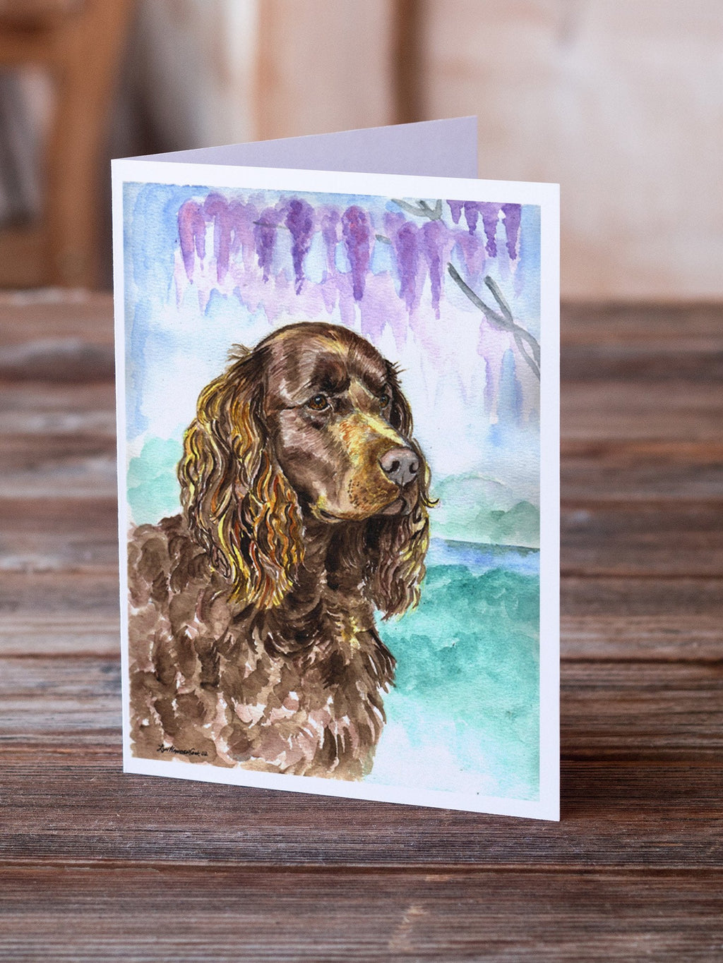 American Water Spaniel Greeting Cards Pack of 8 Blank Cards with Envelopes Whimsical A7 Size 5x7