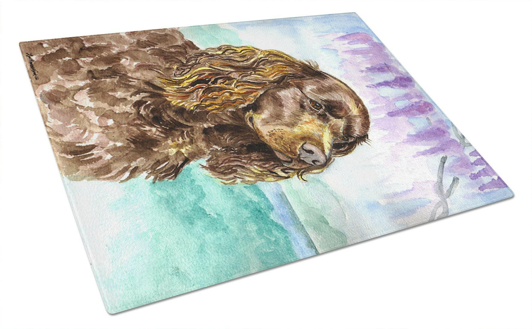 American Water Spaniel Cutting Board Tempered Glass Kitchen Cutting Surface, Heat Resistant Chopping, Non-Slip Feet, Food Prep & Serving