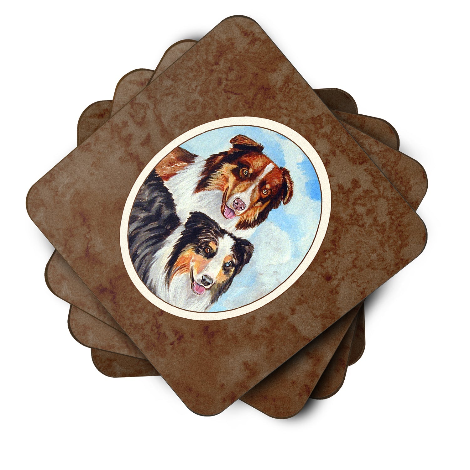 Australian Shepherd What a pair Foam Coasters Set of 4 Cup Coasters for Indoor Outdoor, Tabletop Protection, Anti Slip, Mouse pad Material