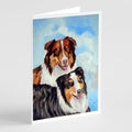 Australian Shepherd What a pair Greeting Cards Pack of 8 Blank Cards with Envelopes Whimsical A7 Size 5x7