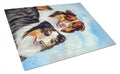 Australian Shepherd What a pair Cutting Board Tempered Glass Kitchen Cutting Surface, Heat Resistant Chopping, Non-Slip Feet, Food Prep & Serving