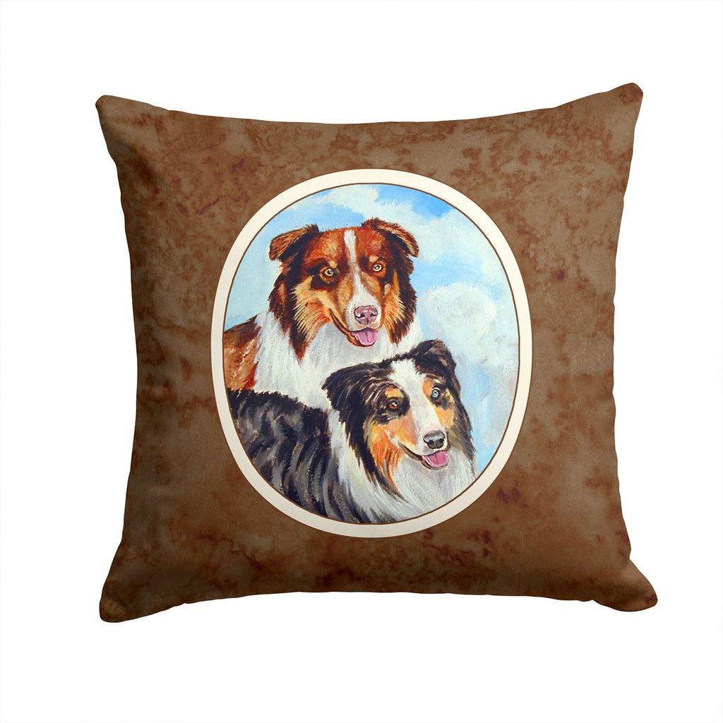 Australian Shepherd What a pair Decorative Throw Pillow 14x14 Indoor Outdoor Accent Cushion, Fabric Cover with Insert for Sofa, Bed, Porch & Living Room