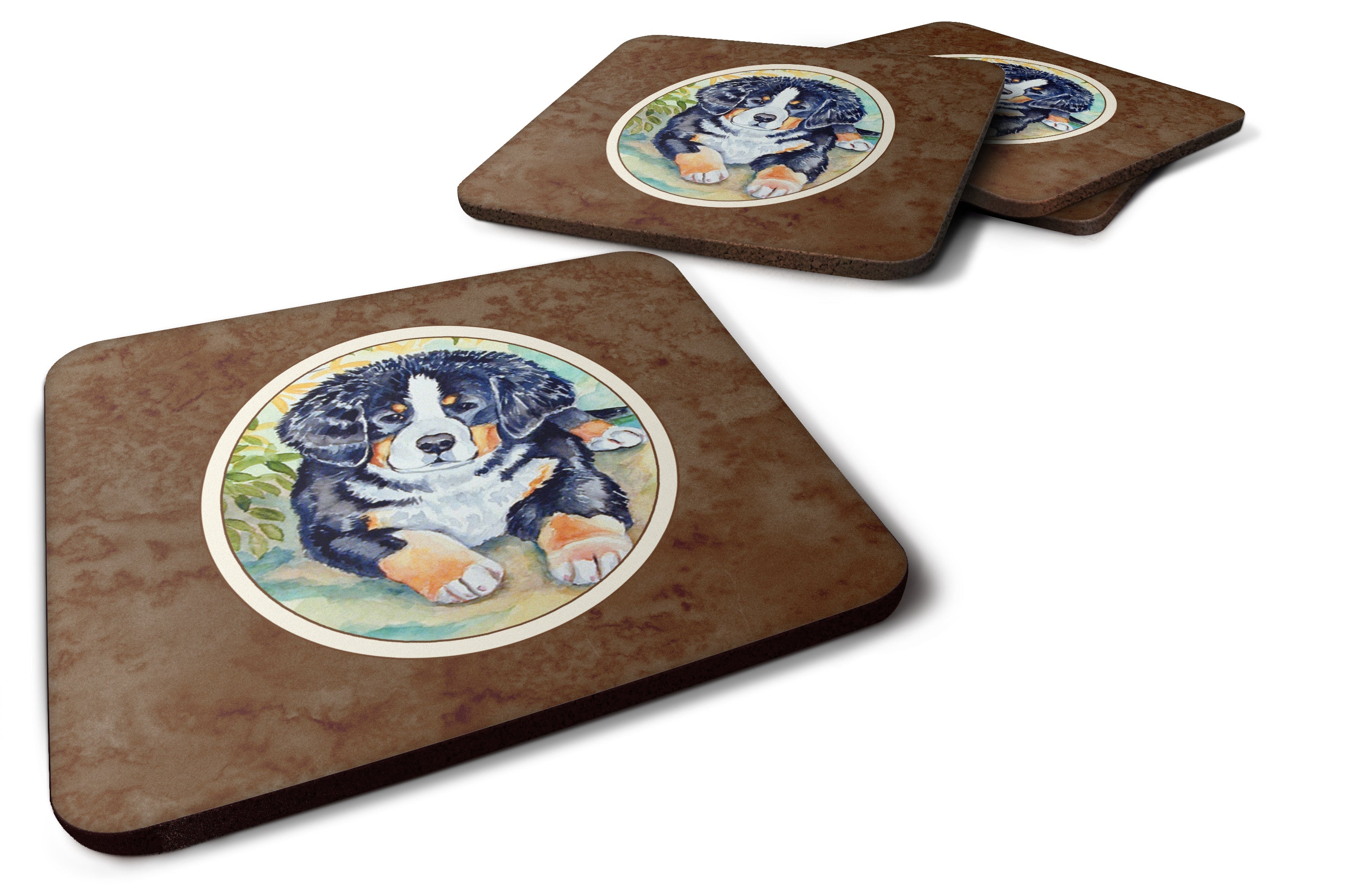 Bernese Mountain Dog Puppy Foam Coasters Set of 4 Cup Coasters for Indoor Outdoor, Tabletop Protection, Anti Slip, Mouse pad Material