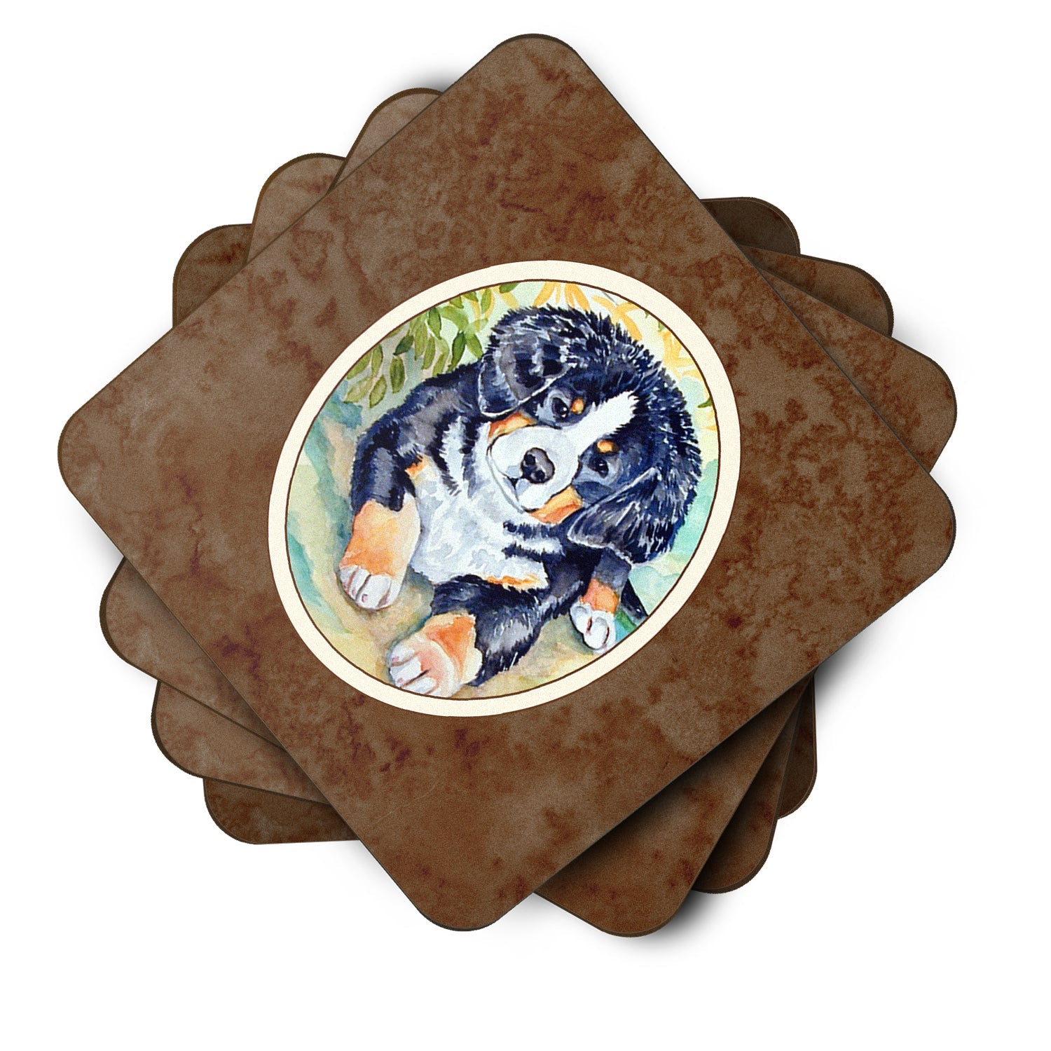 Bernese Mountain Dog Puppy Foam Coasters Set of 4 Cup Coasters for Indoor Outdoor, Tabletop Protection, Anti Slip, Mouse pad Material