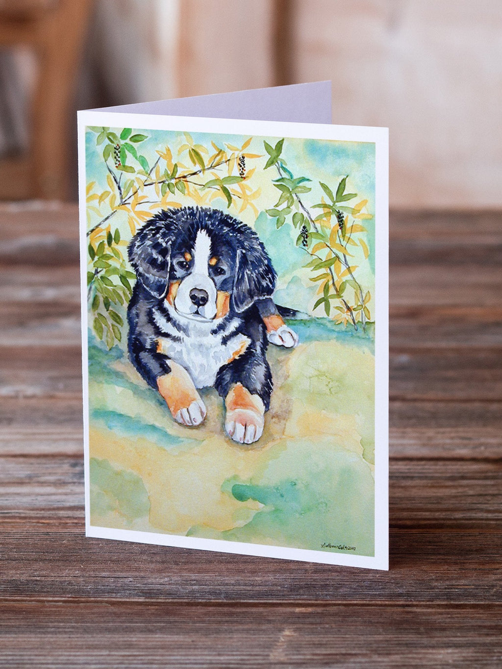 Bernese Mountain Dog Puppy Greeting Cards Pack of 8 Blank Cards with Envelopes Whimsical A7 Size 5x7