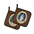 Bernese Mountain Dog Puppy Pot Holder Set of 2 Heat Resistant Quilted Hot Pads 7.5 x 7.5 Inch, Insulated Kitchen Trivets for Cooking & Baking