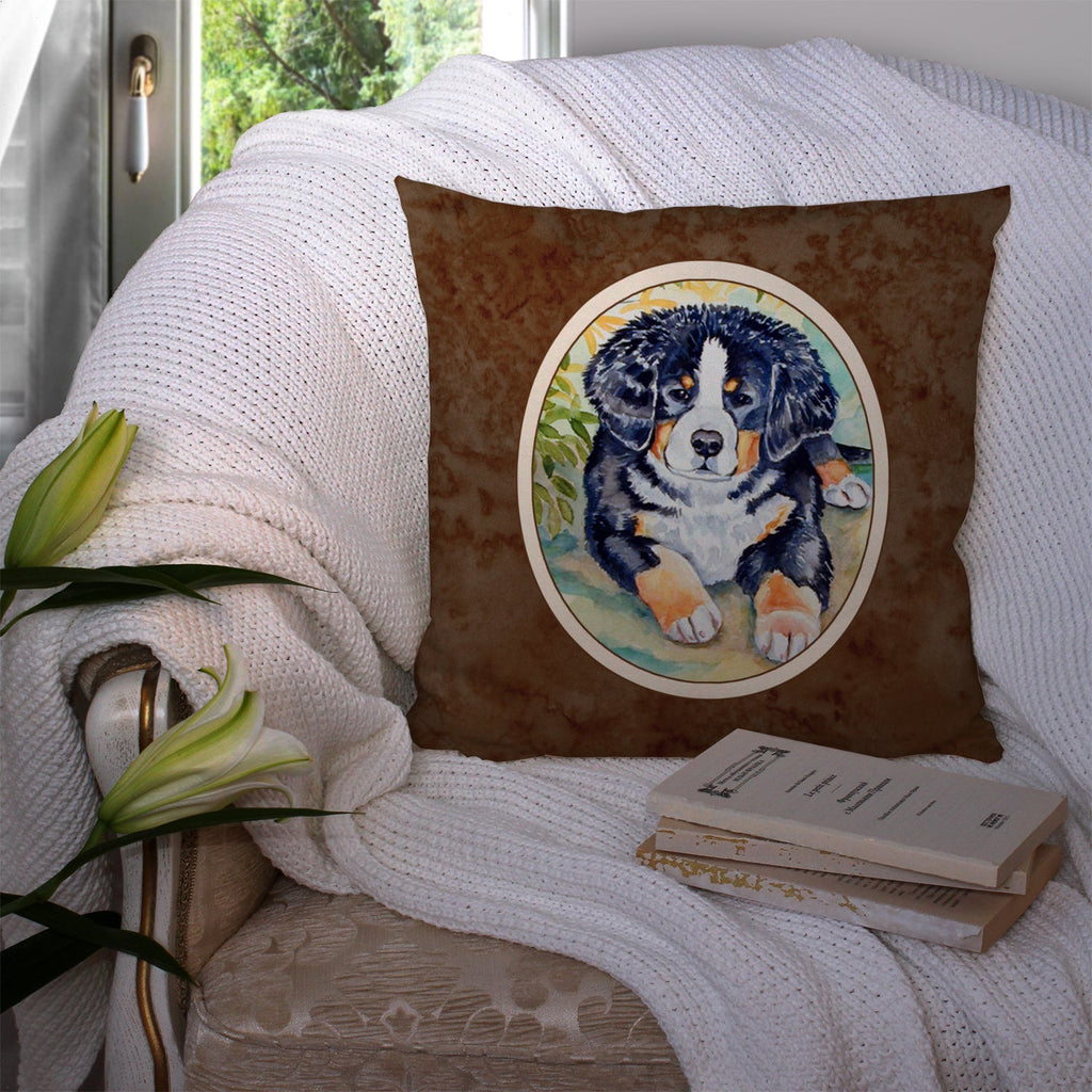 Bernese Mountain Dog Puppy Decorative Throw Pillow 14x14 Indoor Outdoor Accent Cushion, Fabric Cover with Insert for Sofa, Bed, Porch & Living Room