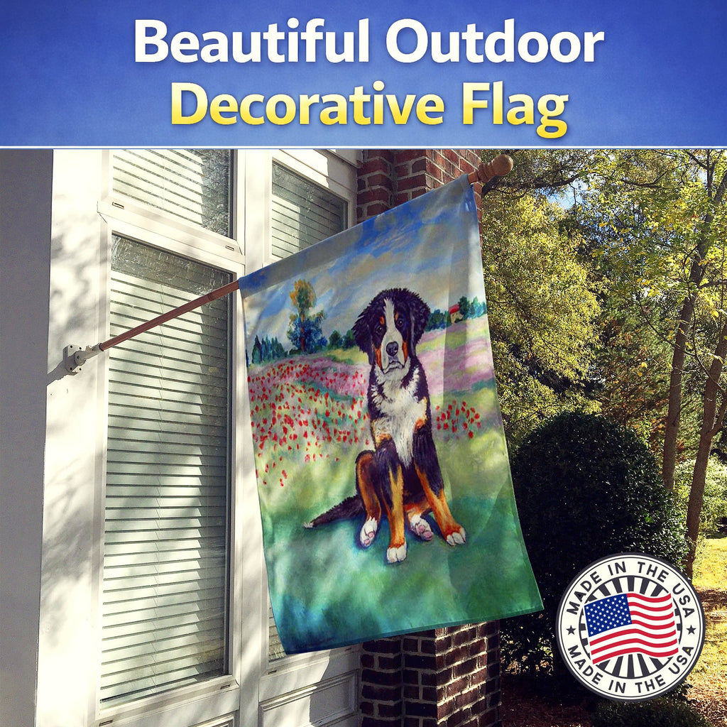 Bernese Mountain Dog House Flag 28x40 Porch Sleeve Pole Decorative Outside Yard Banner Artwork Wall Hanging, Polyester