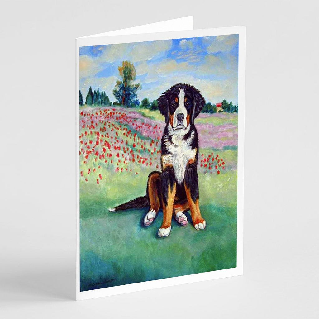 Bernese Mountain Dog Greeting Cards Pack of 8 Blank Cards with Envelopes Whimsical A7 Size 5x7