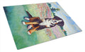 Bernese Mountain Dog Cutting Board Tempered Glass Kitchen Cutting Surface, Heat Resistant Chopping, Non-Slip Feet, Food Prep & Serving
