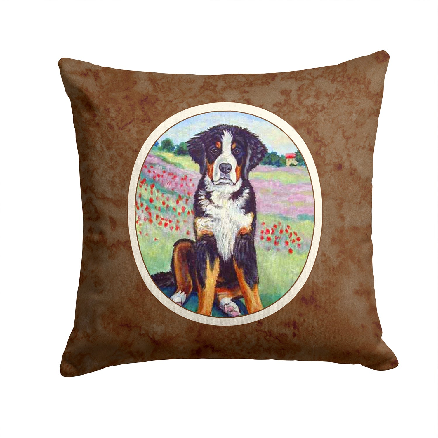Bernese Mountain Dog Decorative Throw Pillow 14x14 Indoor Outdoor Accent Cushion, Fabric Cover with Insert for Sofa, Bed, Porch & Living Room
