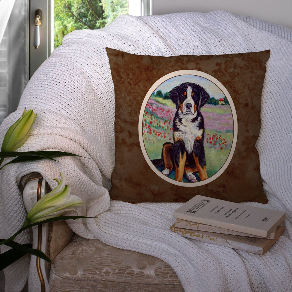 Bernese Mountain Dog Decorative Throw Pillow 14x14 Indoor Outdoor Accent Cushion, Fabric Cover with Insert for Sofa, Bed, Porch & Living Room