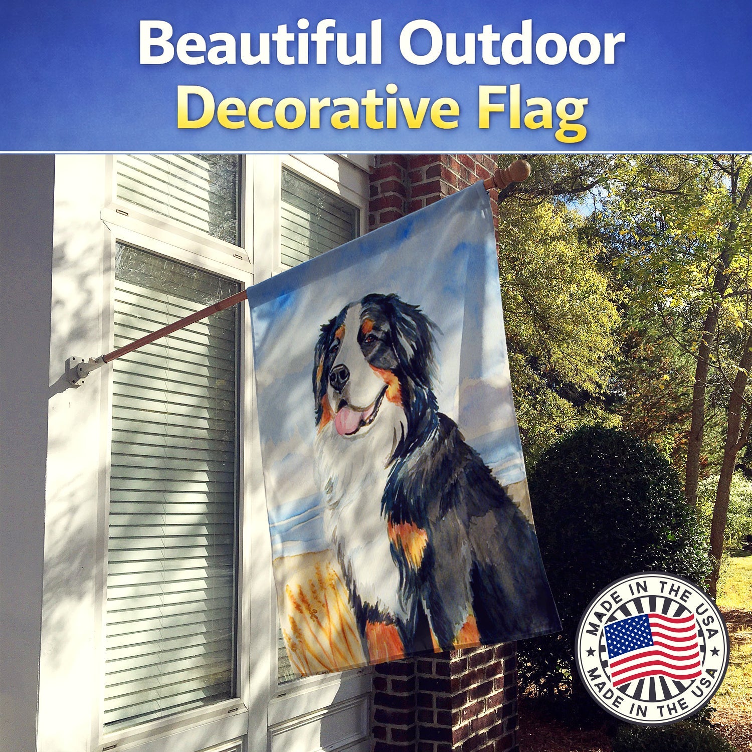 Momma's Love Bernese Mountain Dog House Flag 28x40 Porch Sleeve Pole Decorative Outside Yard Banner Artwork Wall Hanging, Polyester