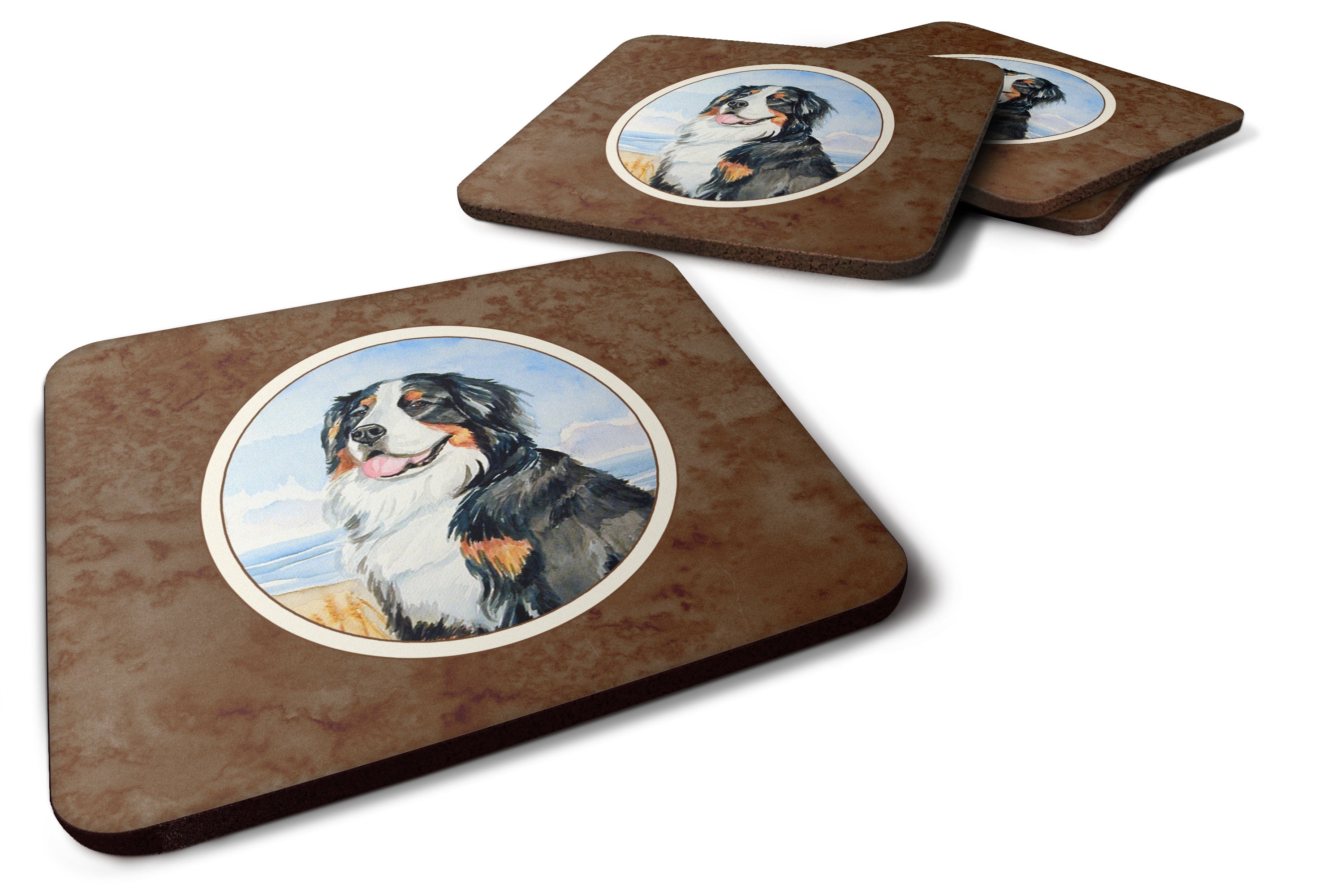 Momma's Love Bernese Mountain Dog Foam Coasters Set of 4 Cup Coasters for Indoor Outdoor, Tabletop Protection, Anti Slip, Mouse pad Material