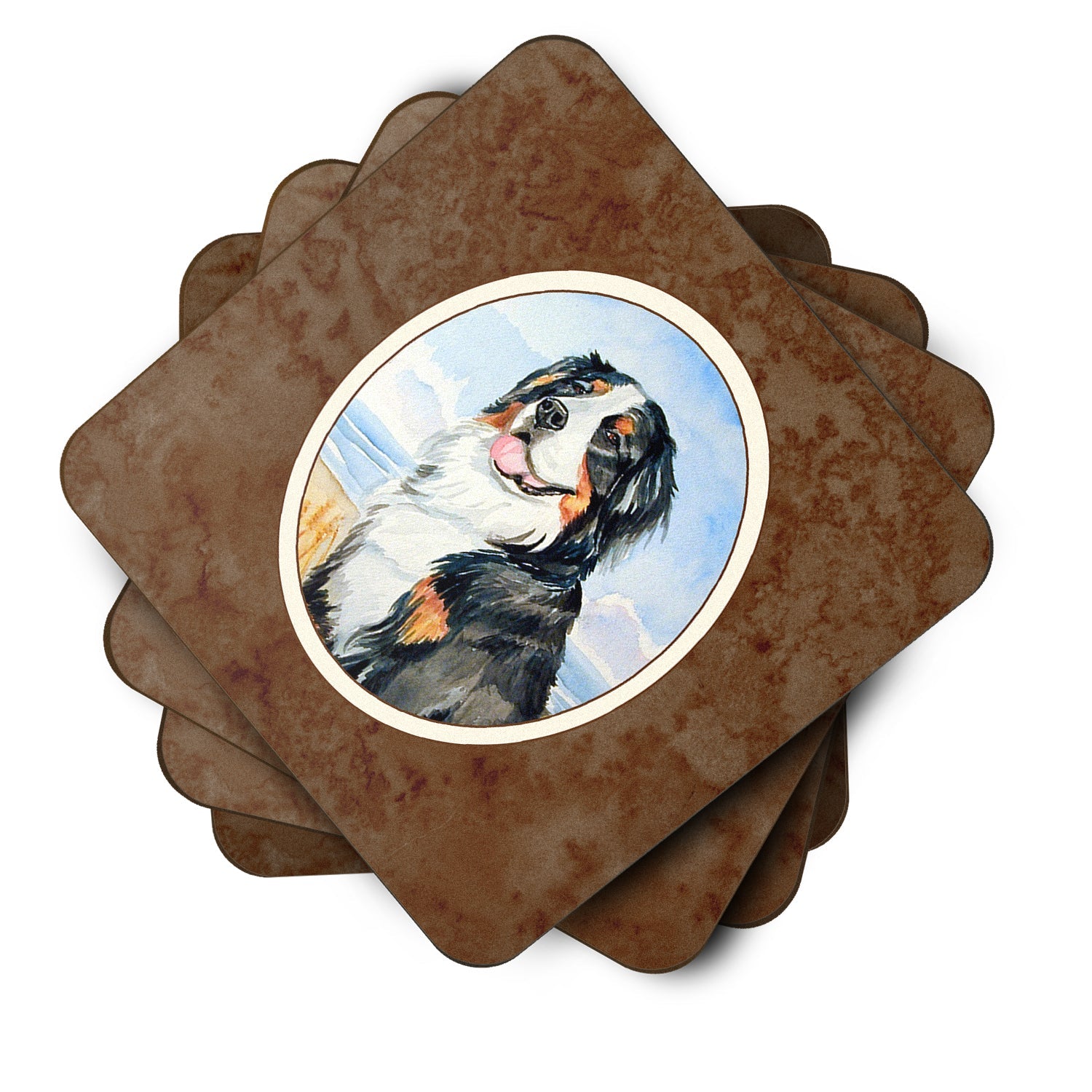 Momma's Love Bernese Mountain Dog Foam Coasters Set of 4 Cup Coasters for Indoor Outdoor, Tabletop Protection, Anti Slip, Mouse pad Material
