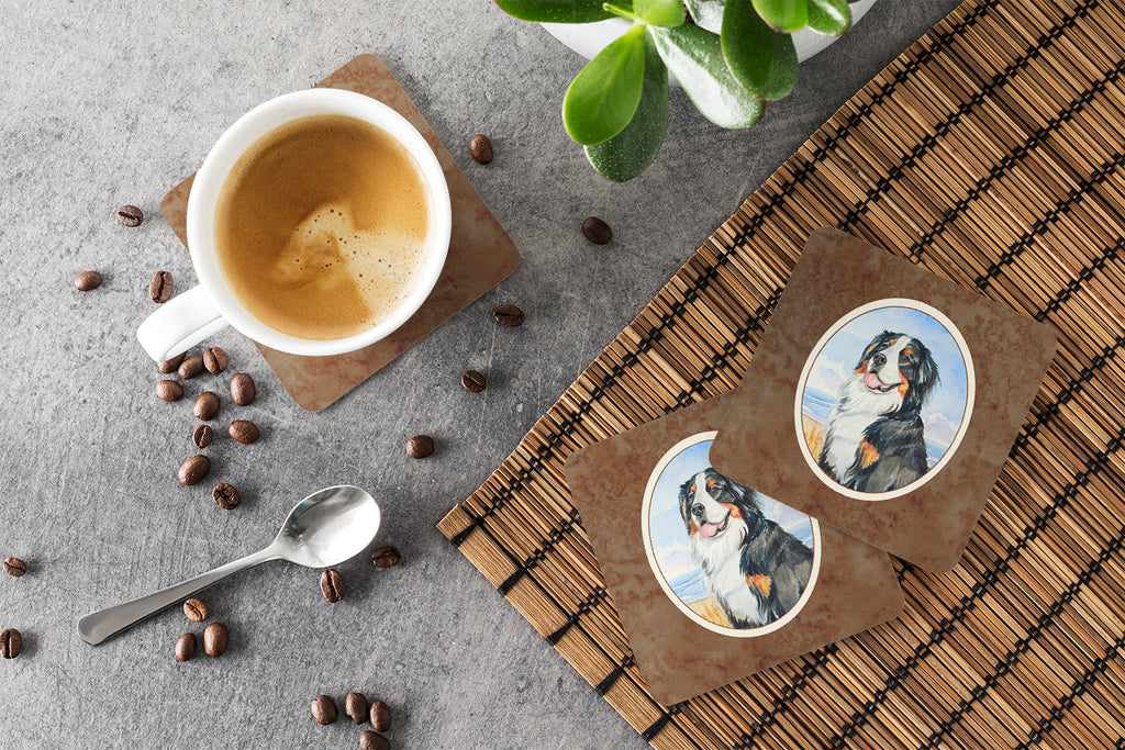 Momma's Love Bernese Mountain Dog Foam Coasters Set of 4 Cup Coasters for Indoor Outdoor, Tabletop Protection, Anti Slip, Mouse pad Material