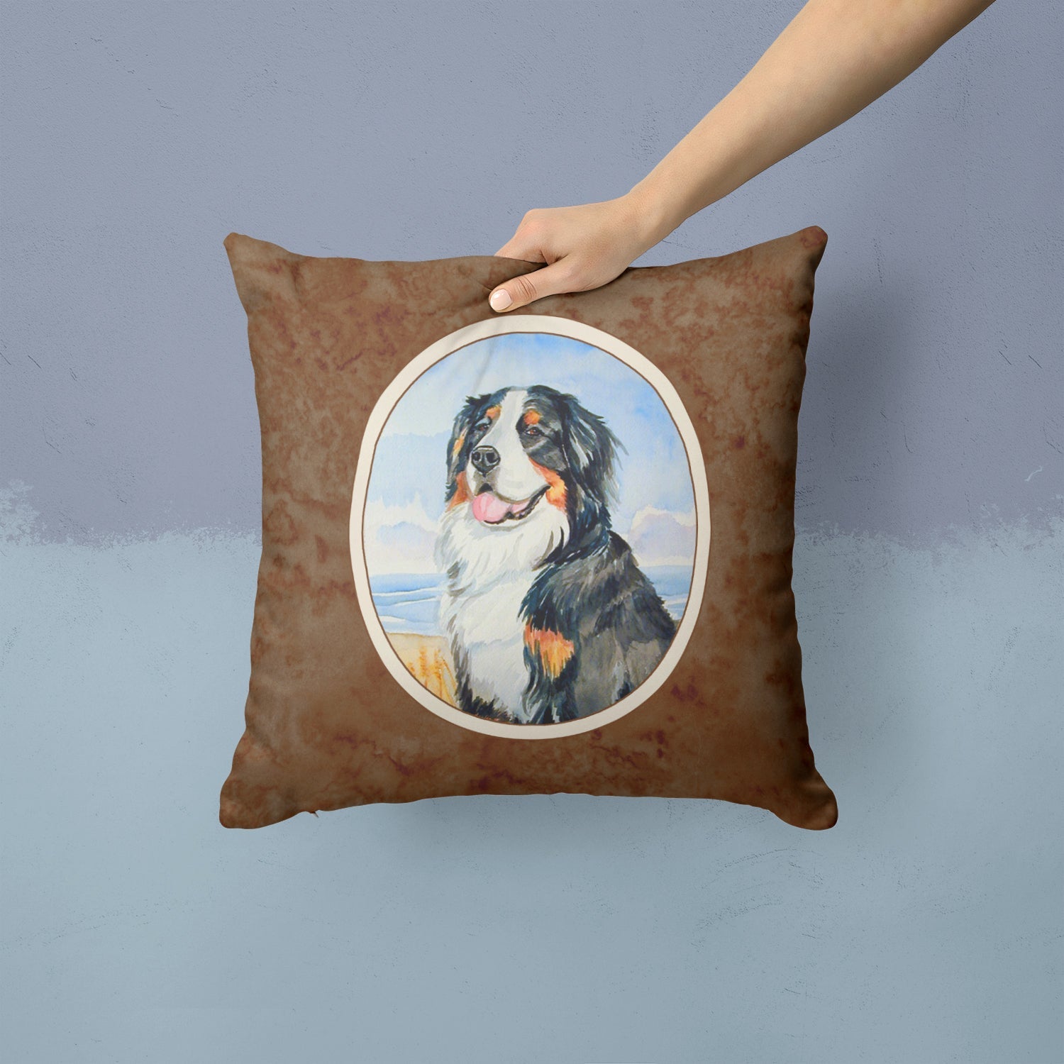 Momma's Love Bernese Mountain Dog Decorative Throw Pillow 14x14 Indoor Outdoor Accent Cushion, Fabric Cover with Insert for Sofa, Bed, Porch & Living Room