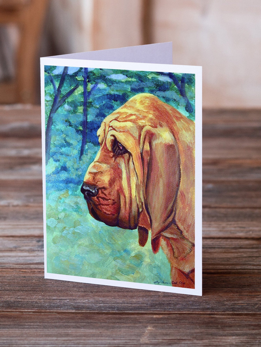 Bloodhound Greeting Cards Pack of 8 Blank Cards with Envelopes Whimsical A7 Size 5x7