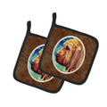 Bloodhound Pot Holder Set of 2 Heat Resistant Quilted Hot Pads 7.5 x 7.5 Inch, Insulated Kitchen Trivets for Cooking & Baking